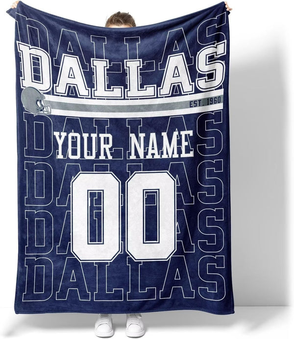 Manta KOPKOC Dallas para hombres, mujeres y niños, con nombre y número personalizados.