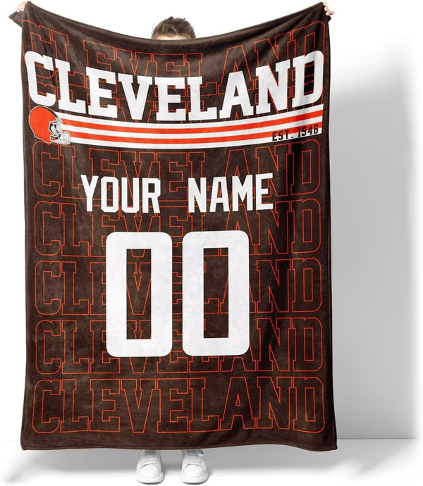 Manta KOPKOC Cleveland para hombres, mujeres y niños, con nombre y número personalizados.