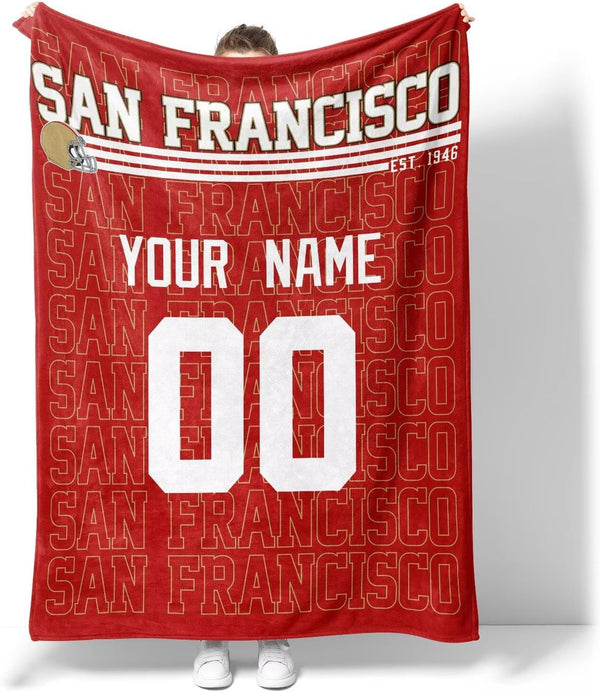 Manta KOPKOC San Francisco para hombres, mujeres y niños, regalo personalizado con nombre y número