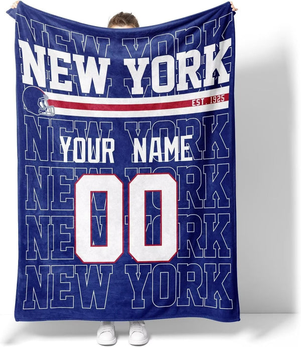 Manta KOPKOC New York G para hombre, mujer y niño, regalo personalizado con nombre y número