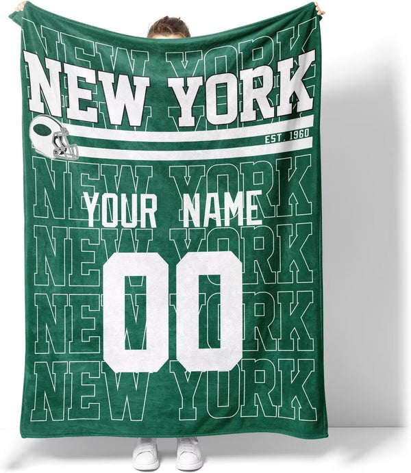 Manta KOPKOC New York J para hombre, mujer y niño, regalo personalizado con nombre y número