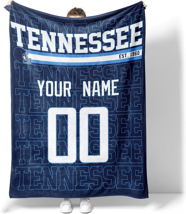 Manta KOPKOC Tennessee para hombres, mujeres y niños, con nombre y número personalizados.