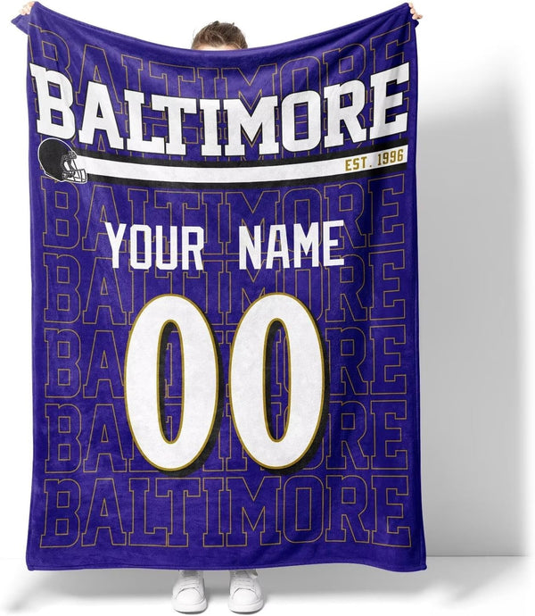 Manta KOPKOC Baltimore para hombres, mujeres y niños, con nombre y número personalizados.