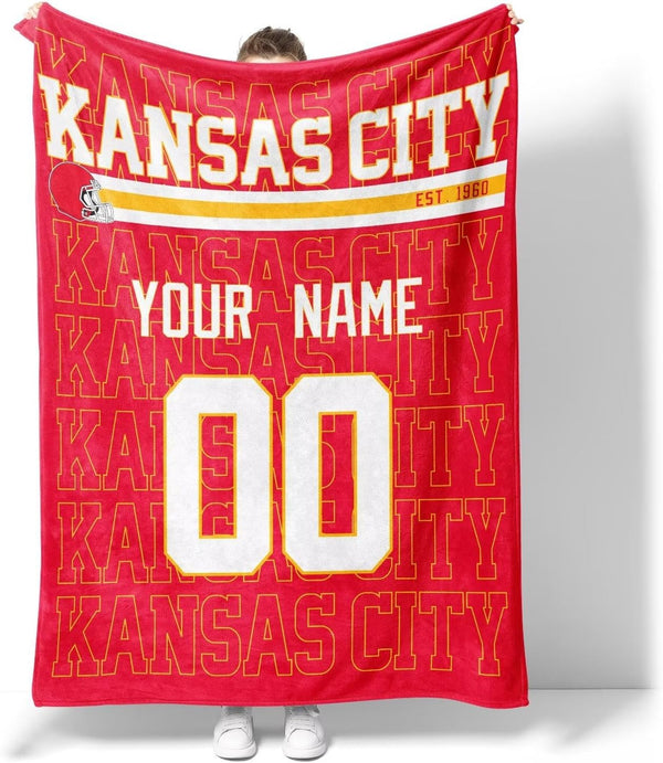 Manta KOPKOC Kansas City para hombres, mujeres y niños, con nombre y número personalizados.