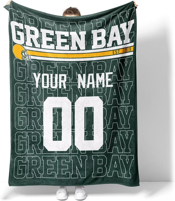 Manta KOPKOC Green Bay para hombre, mujer y niño, regalo personalizado con nombre y número