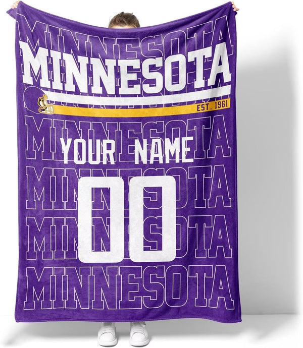 Manta KOPKOC Minnesota para hombres, mujeres y niños, regalos personalizados con nombre y número