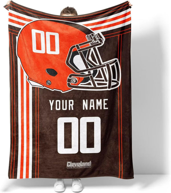 Manta KOPKOC Cleveland, regalo para hombres, mujeres y jóvenes, manta personalizada con nombre y número.