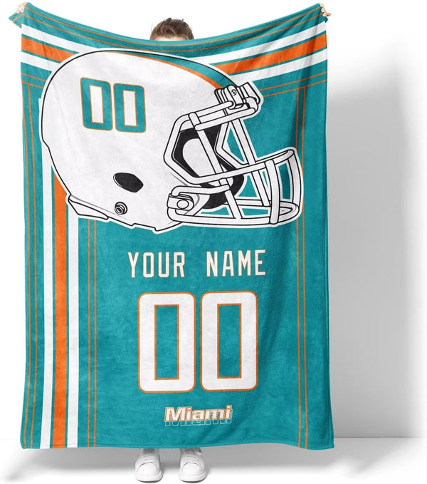 Manta KOPKOC Miami, regalo para hombres, mujeres y jóvenes, manta personalizada con nombre y número