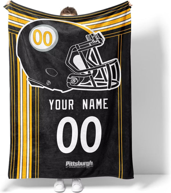 Manta KOPKOC Pittsburgh, regalo para hombres, mujeres y jóvenes, manta personalizada con nombre y número