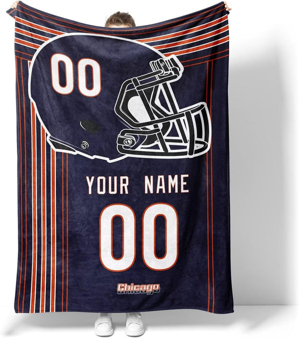 Manta KOPKOC Chicago, regalo para hombres, mujeres y jóvenes, manta personalizada con nombre y número.