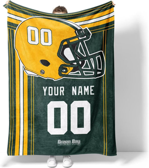 Manta KOPKOC Green Bay, regalo para hombres, mujeres y jóvenes, manta personalizada con nombre y número.