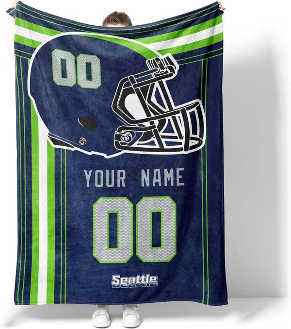 Manta KOPKOC Seattle, regalo para hombres, mujeres y jóvenes, manta personalizada con nombre y número