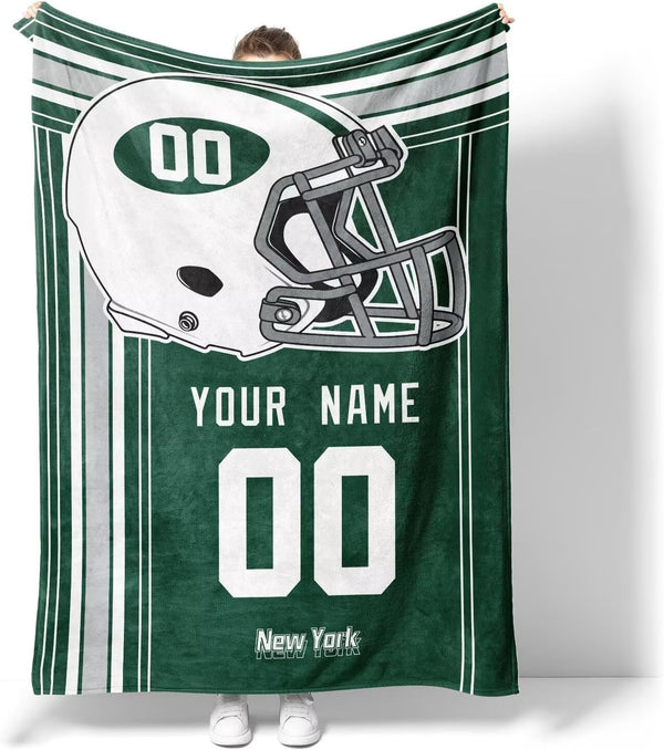 Manta KOPKOC New York J, regalo para hombres, mujeres y jóvenes, manta personalizada con nombre y número