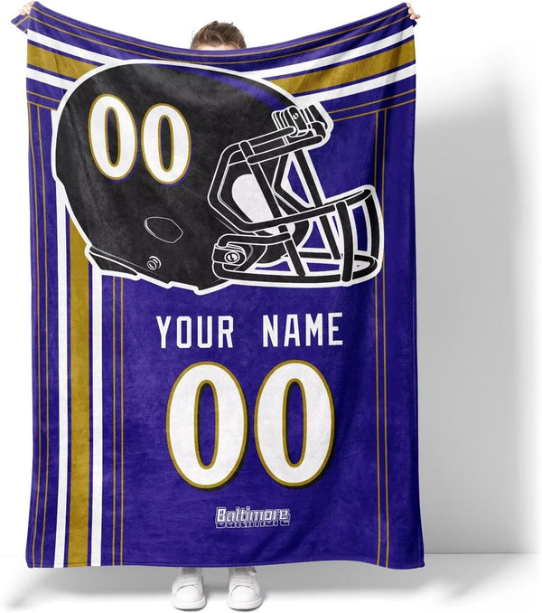 Manta KOPKOC Baltimore, regalo para hombres, mujeres y jóvenes, manta personalizada con nombre y número.