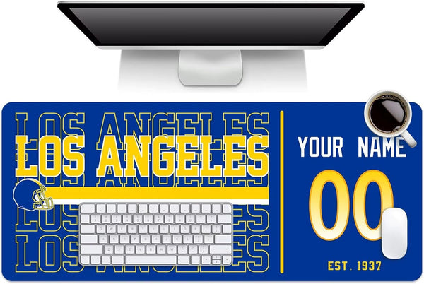 Alfombrilla de ratón KOPKOC Los Ángeles R con nombre y número personalizados para escritorio, ideal para hombres, mujeres y jóvenes.