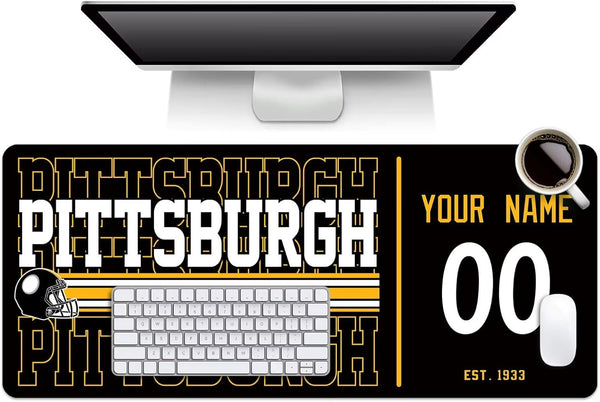 Alfombrilla de ratón KOPKOC Pittsburgh con nombre y número personalizados para escritorio, ideal para hombres, mujeres y jóvenes.