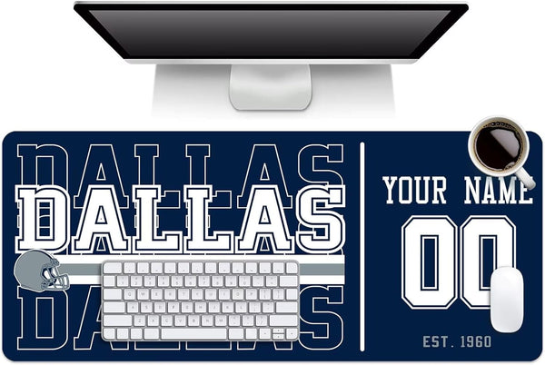 Alfombrilla de ratón KOPKOC Dallas con nombre y número personalizados para escritorio, ideal para hombres, mujeres y jóvenes.