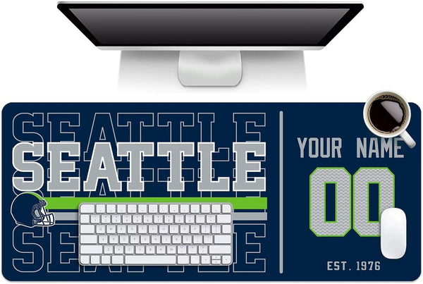 Alfombrilla de ratón KOPKOC Seattle con nombre y número personalizados para escritorio, ideal para hombres, mujeres y jóvenes.