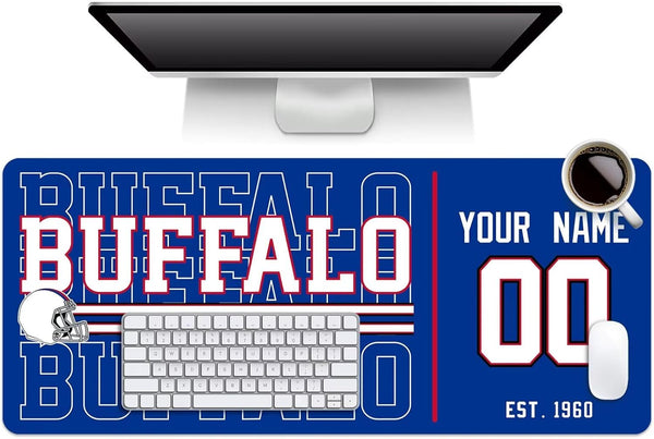 Alfombrilla de ratón KOPKOC Buffalo con nombre y número personalizados para escritorio, ideal para hombres, mujeres y jóvenes.