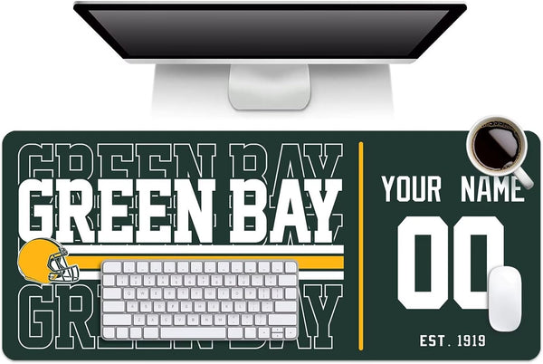 Alfombrilla de ratón KOPKOC Green Bay con nombre y número personalizados para escritorio, ideal como regalo para hombres, mujeres y jóvenes.