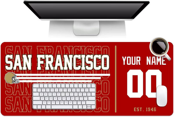 Alfombrilla de ratón KOPKOC San Francisco con nombre y número personalizados para escritorio, ideal como regalo para hombres, mujeres y jóvenes.