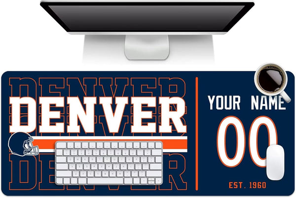 Alfombrilla de ratón KOPKOC Denver con nombre y número personalizados para escritorio, ideal para hombres, mujeres y jóvenes.