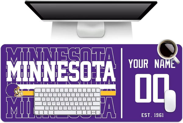 Alfombrilla de ratón KOPKOC Minnesota con nombre y número personalizados para escritorio, ideal como regalo para hombres, mujeres y jóvenes.