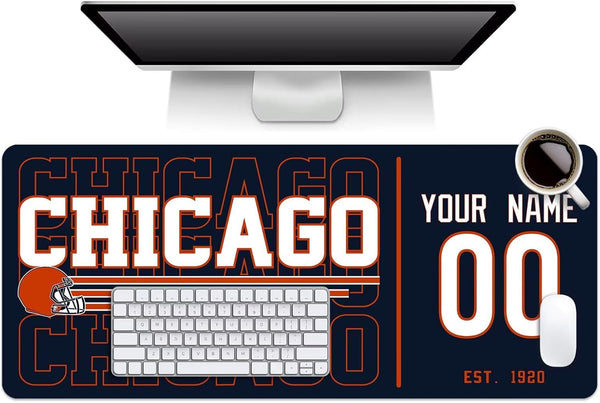 Alfombrilla de ratón KOPKOC Chicago con nombre y número personalizados para escritorio, ideal como regalo para hombres, mujeres y jóvenes.