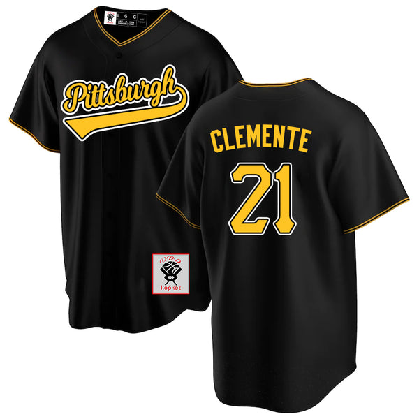 Kopkoc Pittsburgh Clemente 21 Black Baseballl Stitched Jerseys