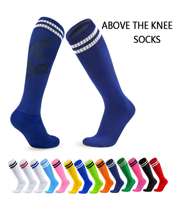 Children's over-the-knee soccer socks for adults, wear-resistant and non-slip professional training club printed stockings