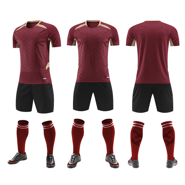 Breathable and sweat-wicking soccer jersey set short sleeve jersey team uniform training uniform printed team uniform