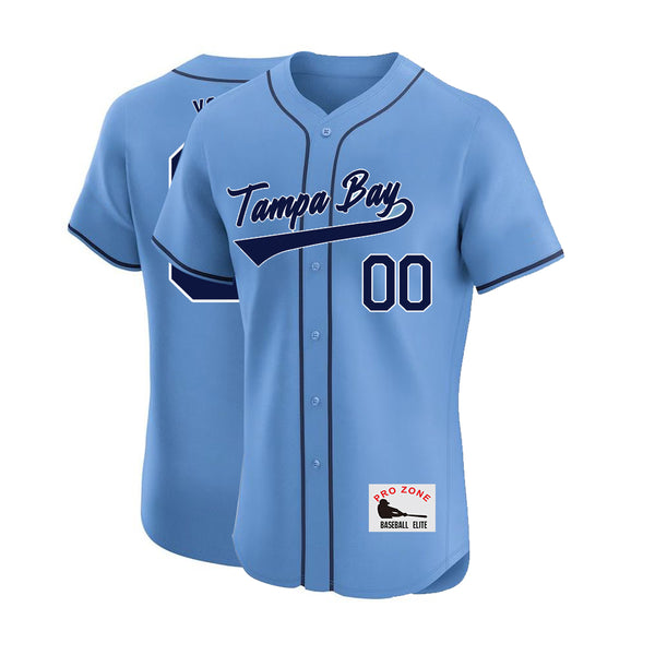 Camiseta de béisbol KOPKOC Tampa Bay de manga corta con cuello en V y nombre y número personalizados para hombres, jóvenes y mujeres. Regalos.