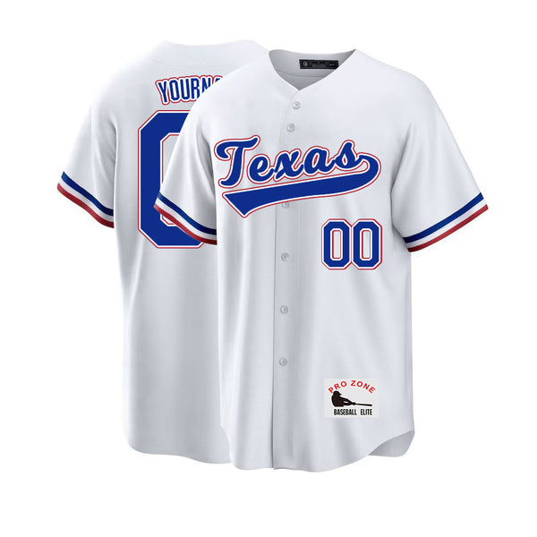 Camiseta de béisbol KOPKOC Texas de manga corta con cuello en V y nombre y número personalizados para hombres, jóvenes y mujeres. Regalos.
