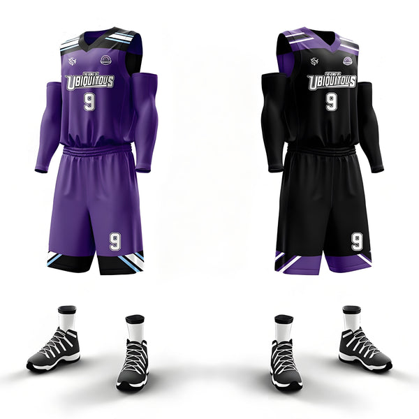 Custom Purple Black Double Side Sets Sportswear Basketball Jersey
