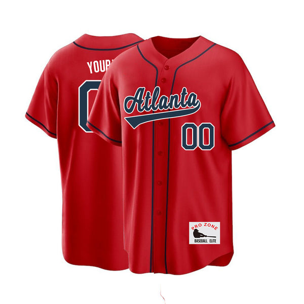 Camiseta de béisbol KOPKOC Atlanta de manga corta con cuello en V y nombre y número personalizados para hombres, jóvenes y mujeres. Regalos.