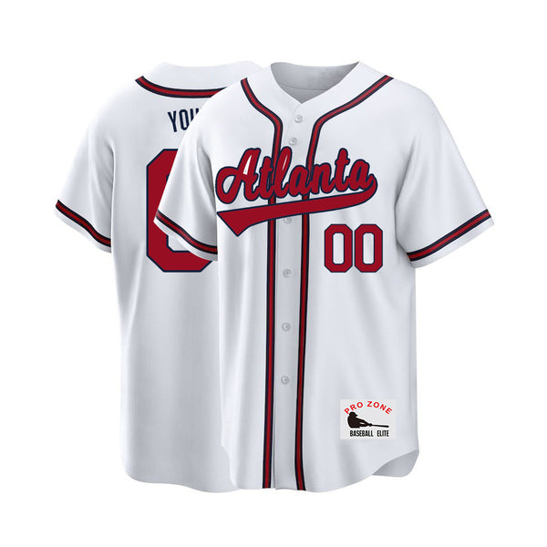 Camiseta de béisbol KOPKOC Atlanta de manga corta con cuello en V y nombre y número personalizados para hombres, jóvenes y mujeres. Regalos.