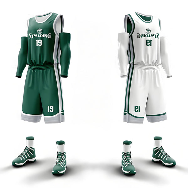 Custom Green White-Gray Double Side Sets Sportswear Basketball Jersey