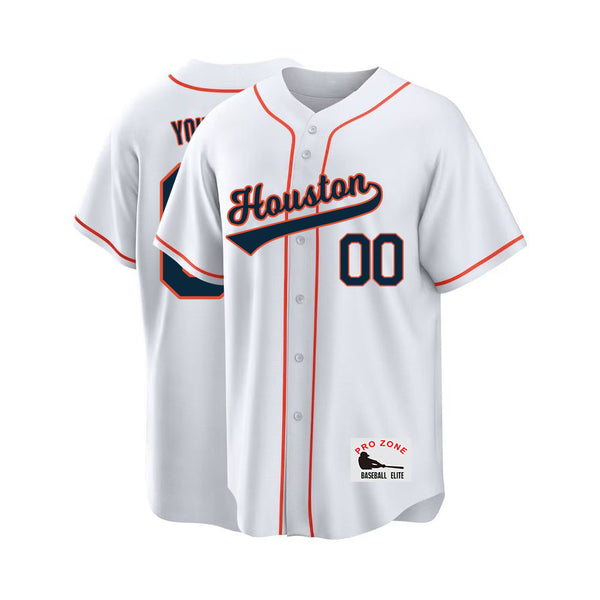 Camiseta de béisbol KOPKOC Houston de manga corta con cuello en V y nombre y número personalizados para hombres, jóvenes y mujeres. Regalos.