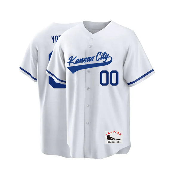 Camiseta de béisbol KOPKOC Kansas City de manga corta con cuello en V y nombre y número personalizados para hombres, jóvenes y mujeres. Regalos.