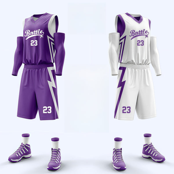 Custom Purple White Sapphire blue Double Side Sets Sportswear Basketball Jersey