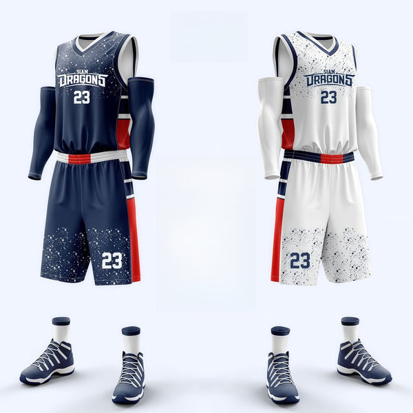 Custom Sapphire blue White Sapphire blue Double Side Sets Sportswear Basketball Jersey